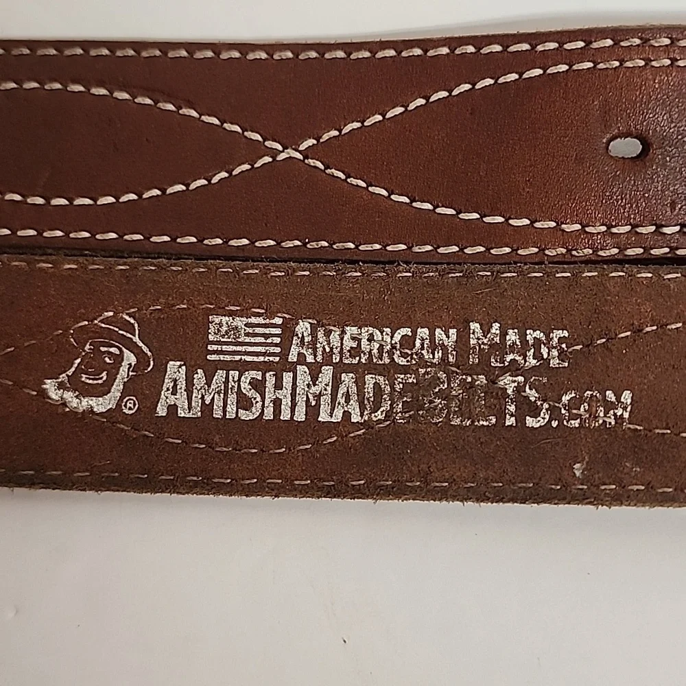 American Made AMISHMADEBELTS Brown Leather Size 40 Men's Belt